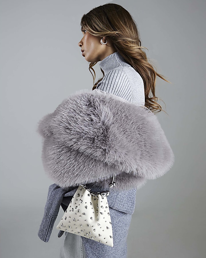 Grey Faux Fur Collared Jacket