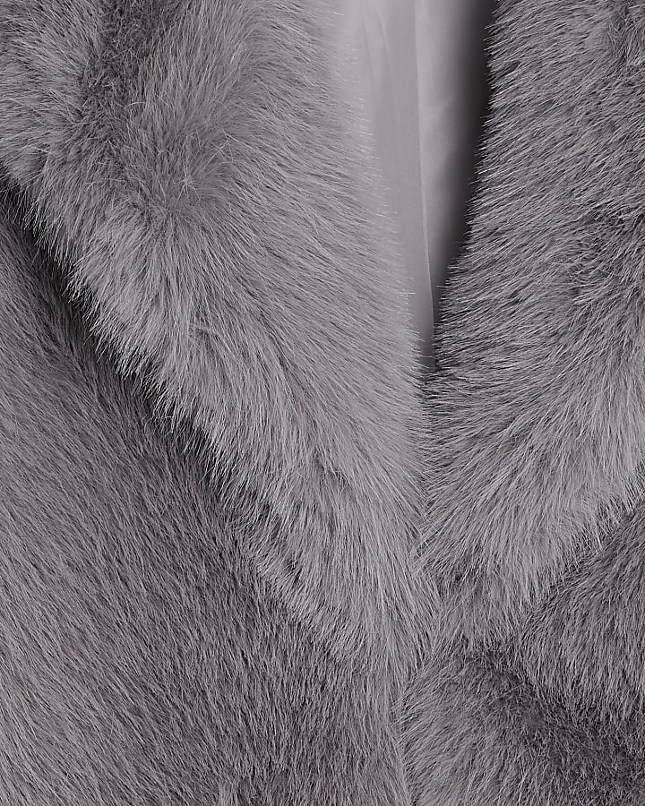 Grey Faux Fur Collared Jacket