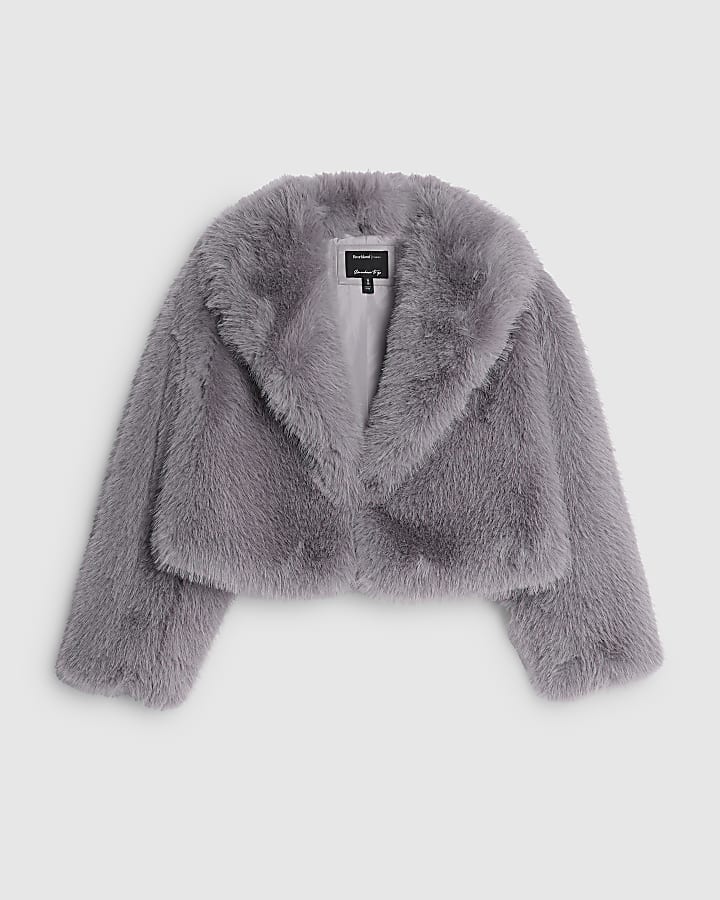 Grey Faux Fur Collared Jacket
