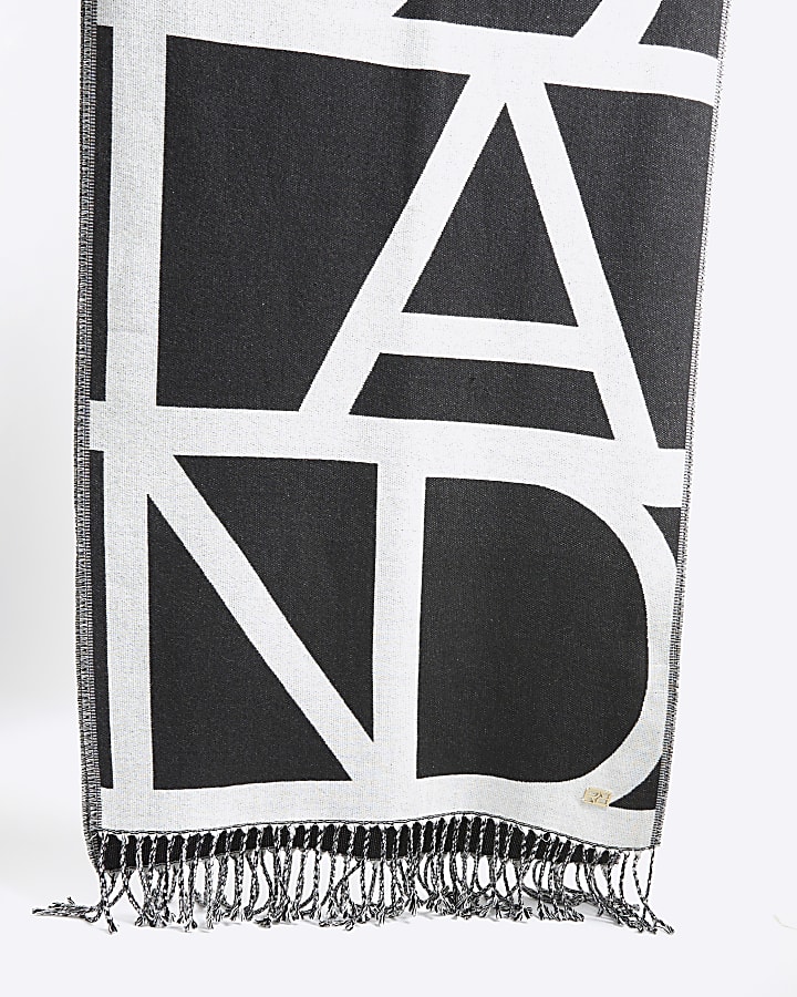 Grey Bold River Island Monogram Scarf
