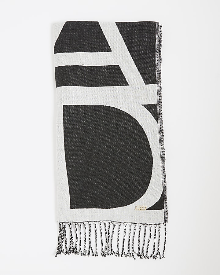 Grey Bold River Island Monogram Scarf