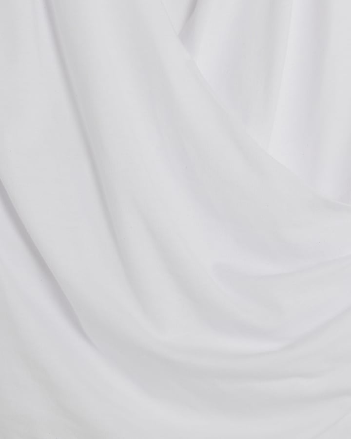 White Sleeveless Cowl Neck Drape Tank Top