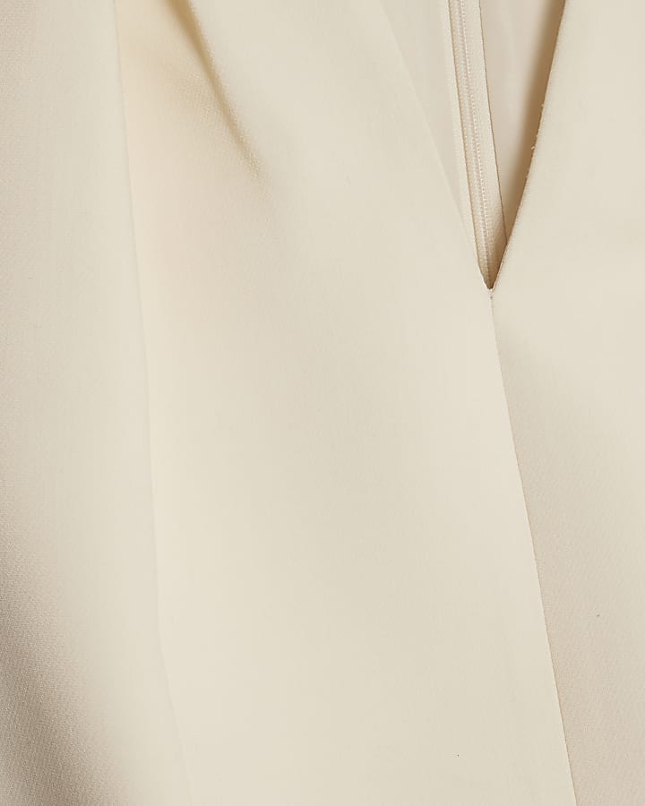 White Midi V Neck Belted Midi Dress