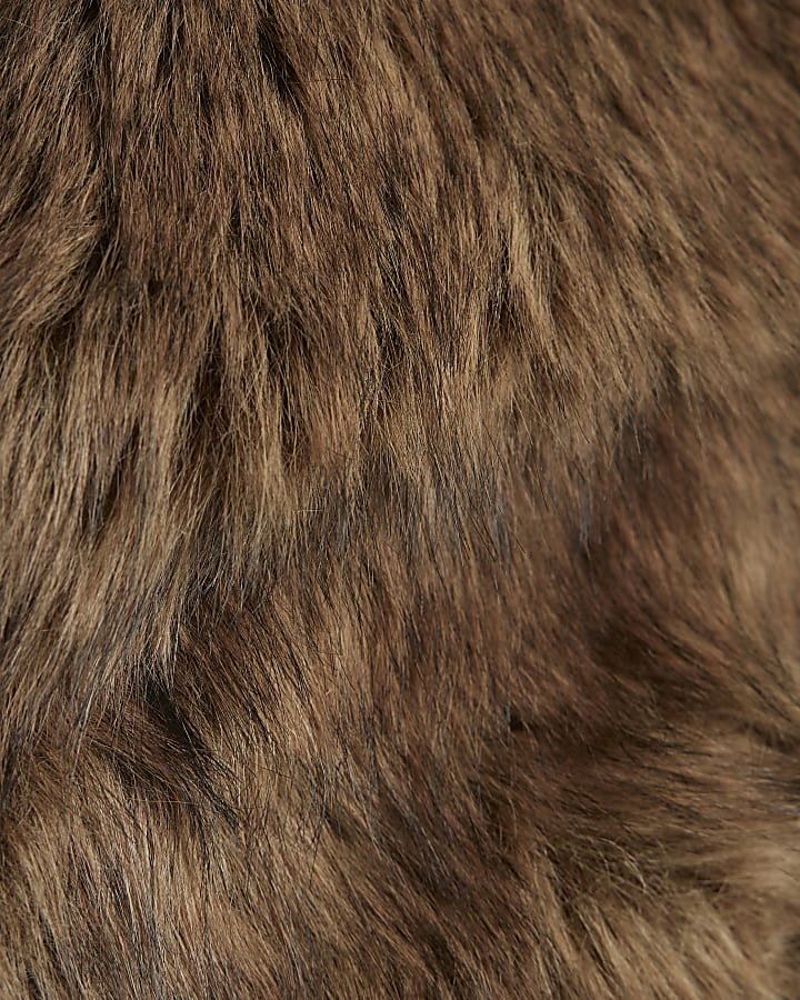 Petite Brown Faux Fur Collared Jacket