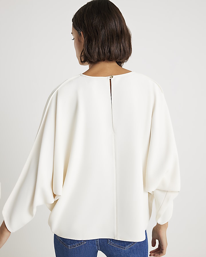 Cream Long Sleeve Batwing T-shirt