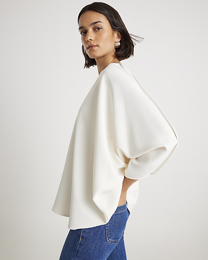 Cream Long Sleeve Batwing T-shirt