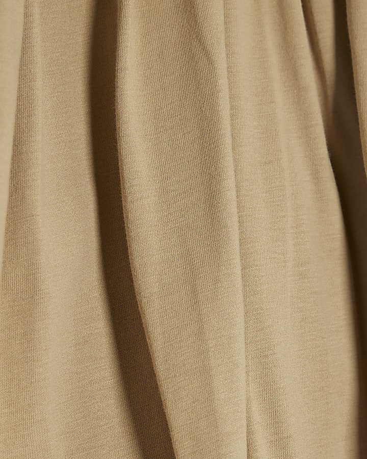Beige Bubble Hem Ruched T-shirt