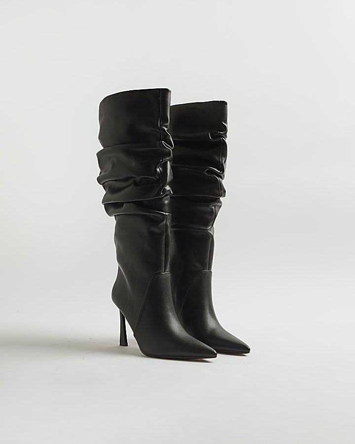 Black Slouch High Leg Boots