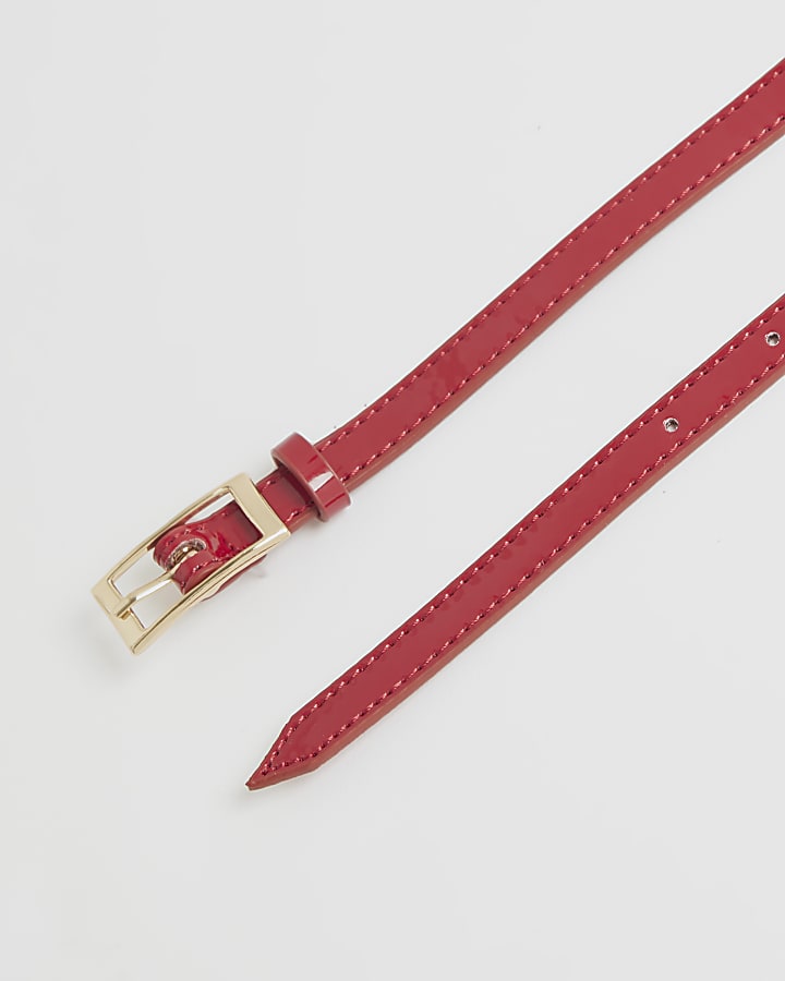 Red Vintage Style Skinny Belt