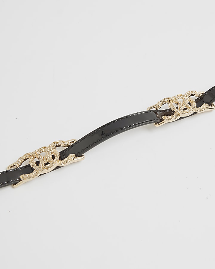 Black Vintage Style Skinny Belt