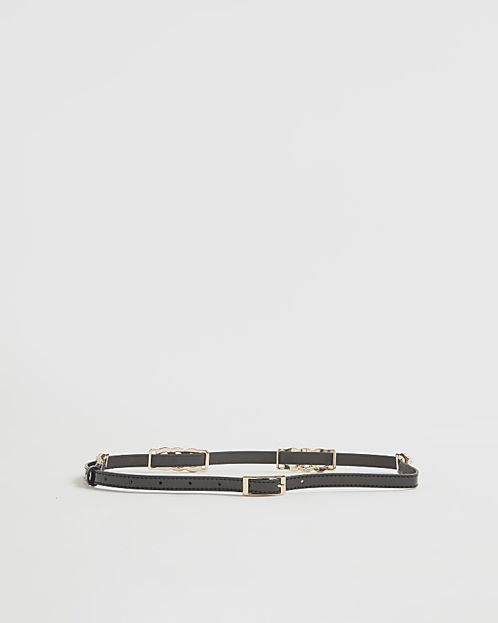 Black Vintage Style Skinny Belt