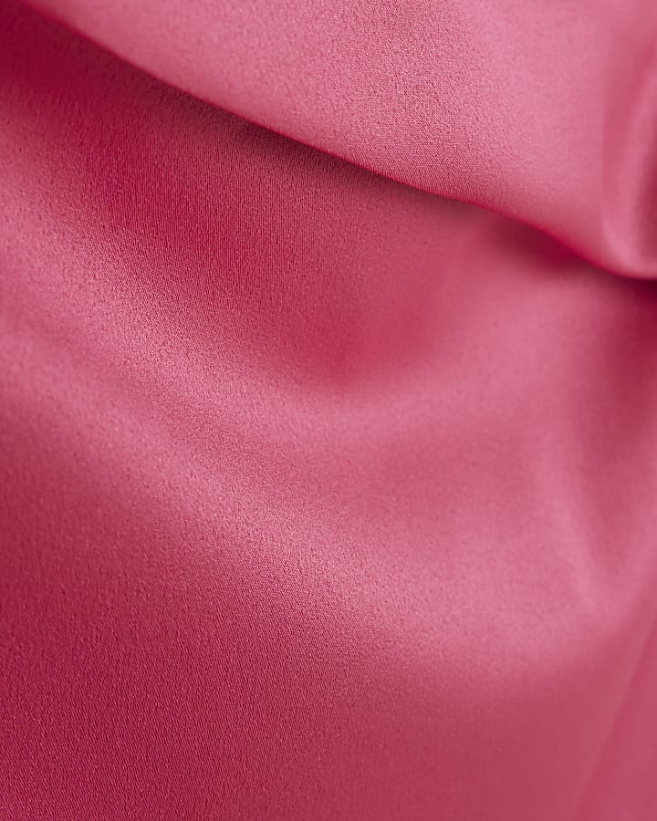 Pink Satin One Shoulder Top