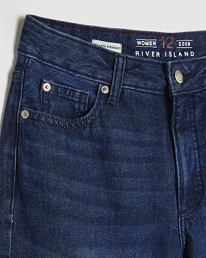 Blue Relaxed Straight Leg Jeans