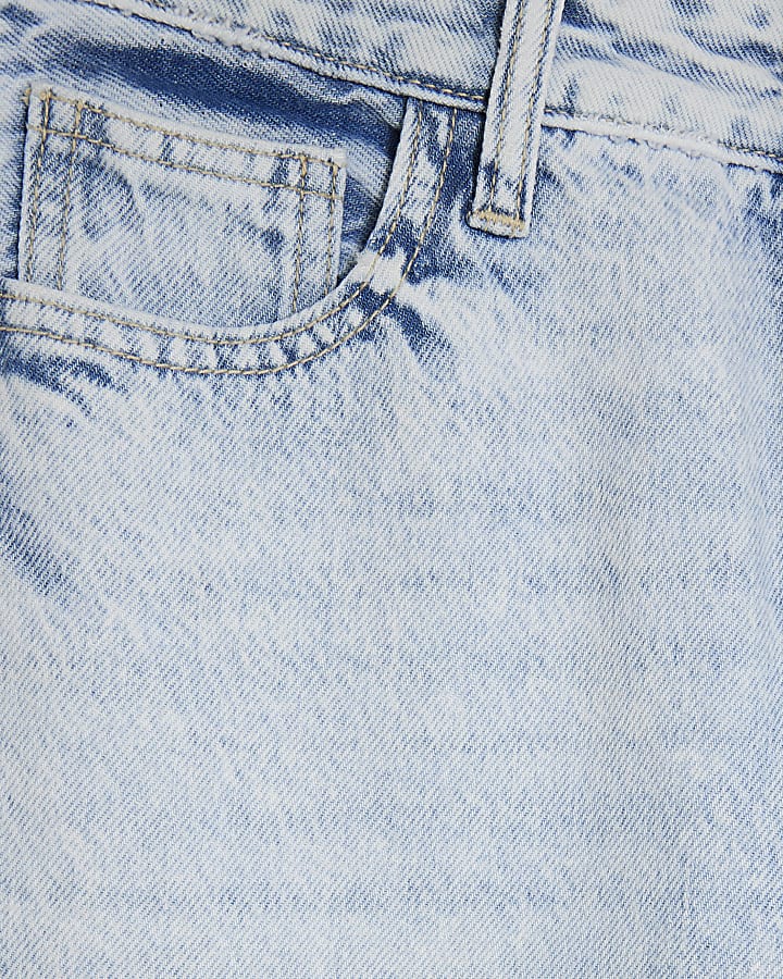 Blue High Rise Relaxed Straight Leg Jeans