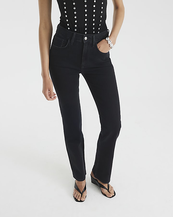 Black Stretch Straight Leg Jeans