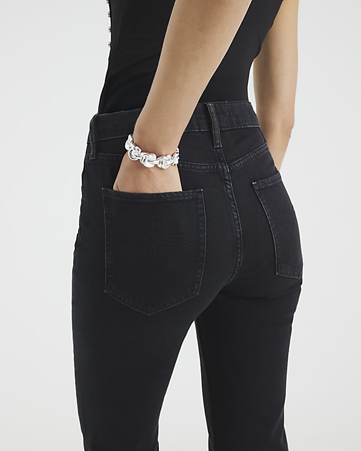 Black Stretch Straight Leg Jeans