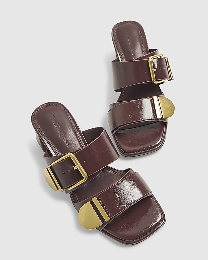 Red Double Buckle Mule Sandal