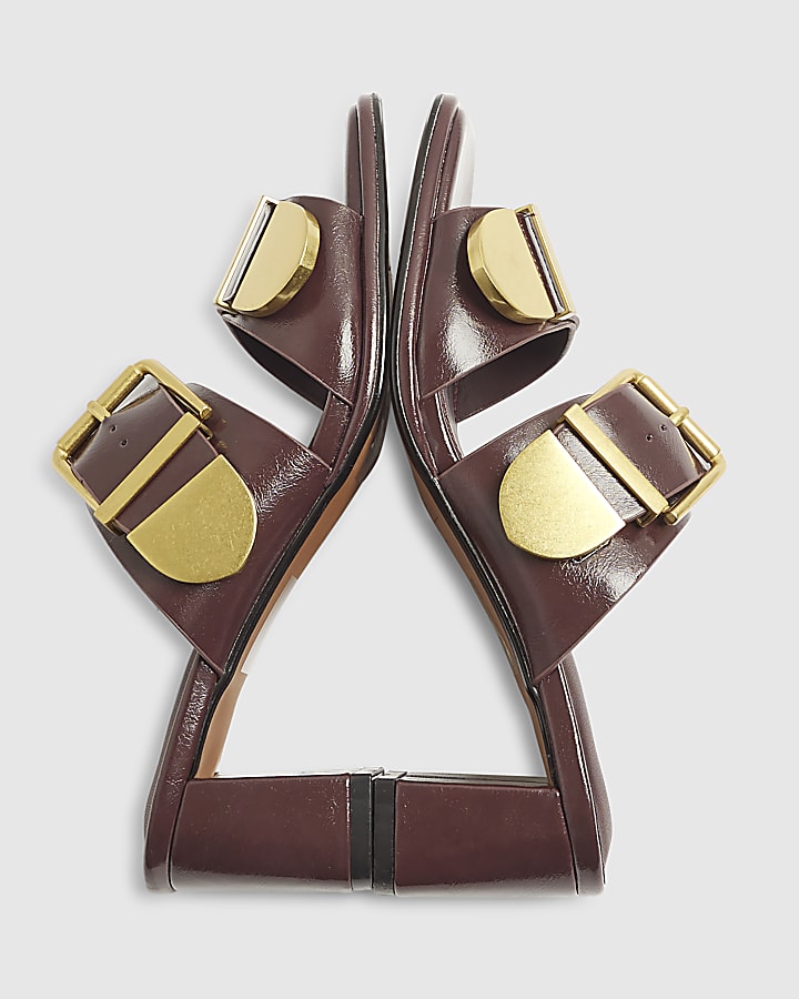 Red Double Buckle Mule Sandal
