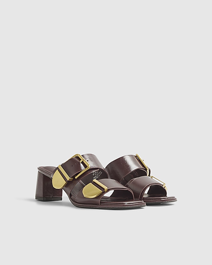 Red Double Buckle Mule Sandal