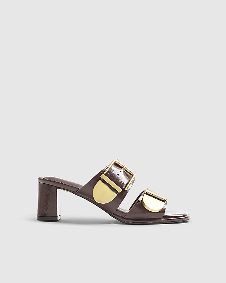 Red Double Buckle Mule Sandal