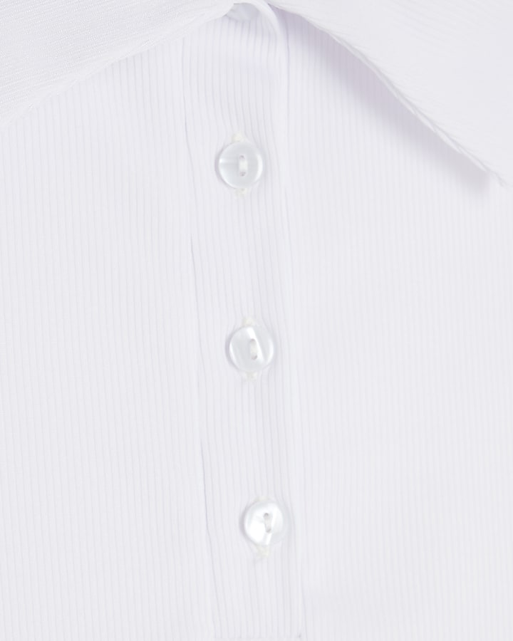 White Sleeveless Button Up Polo Top