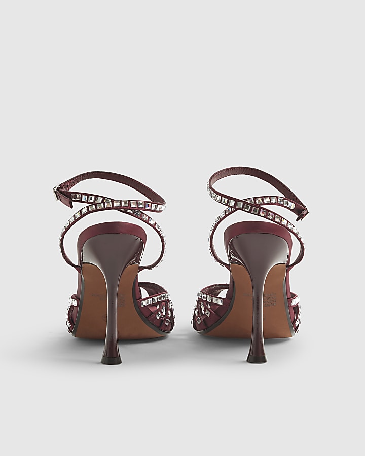 Red Caged Embellished Court Heels 