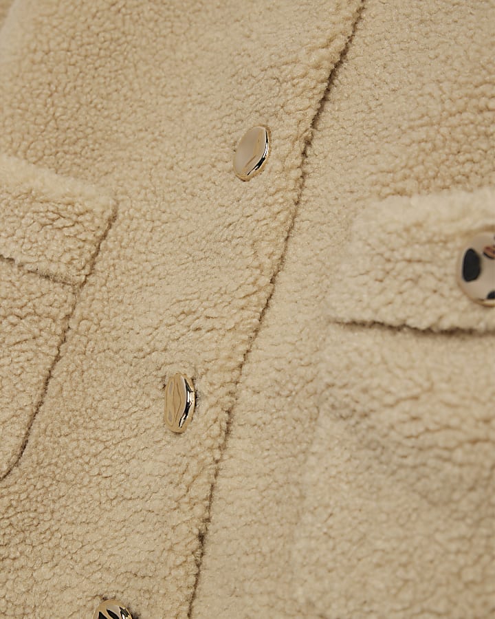 Cream Borg Button Through Trophy Jacket