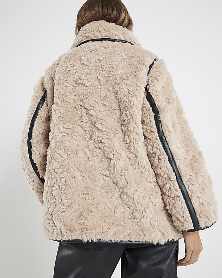 Cream Faux Fur Swing Coat