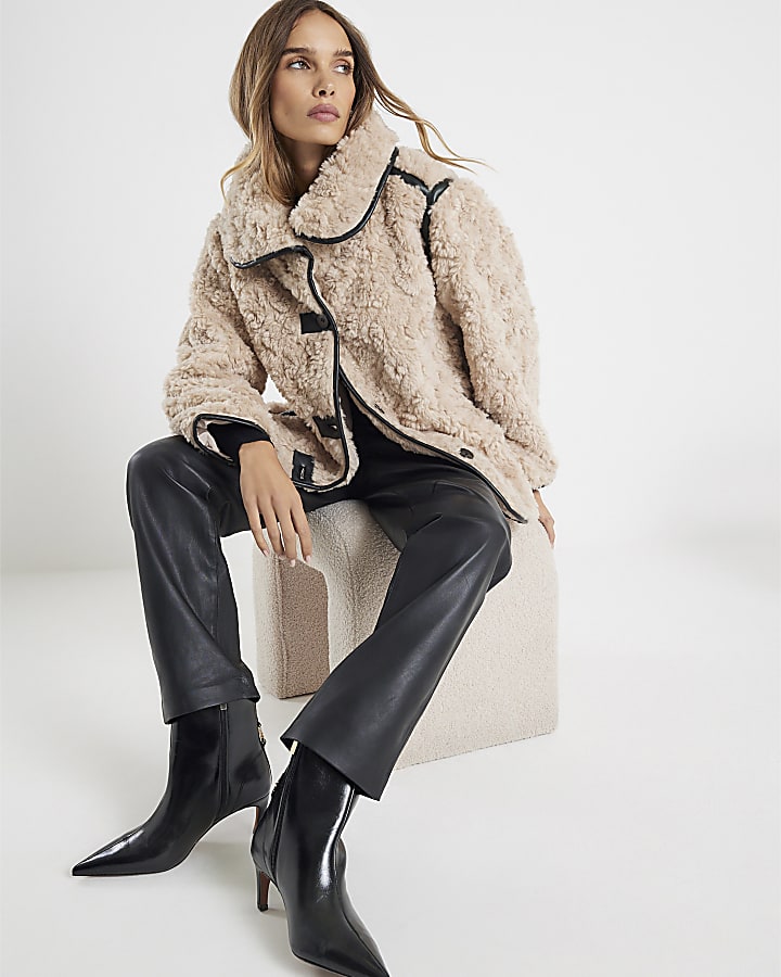 Cream Faux Fur Swing Coat