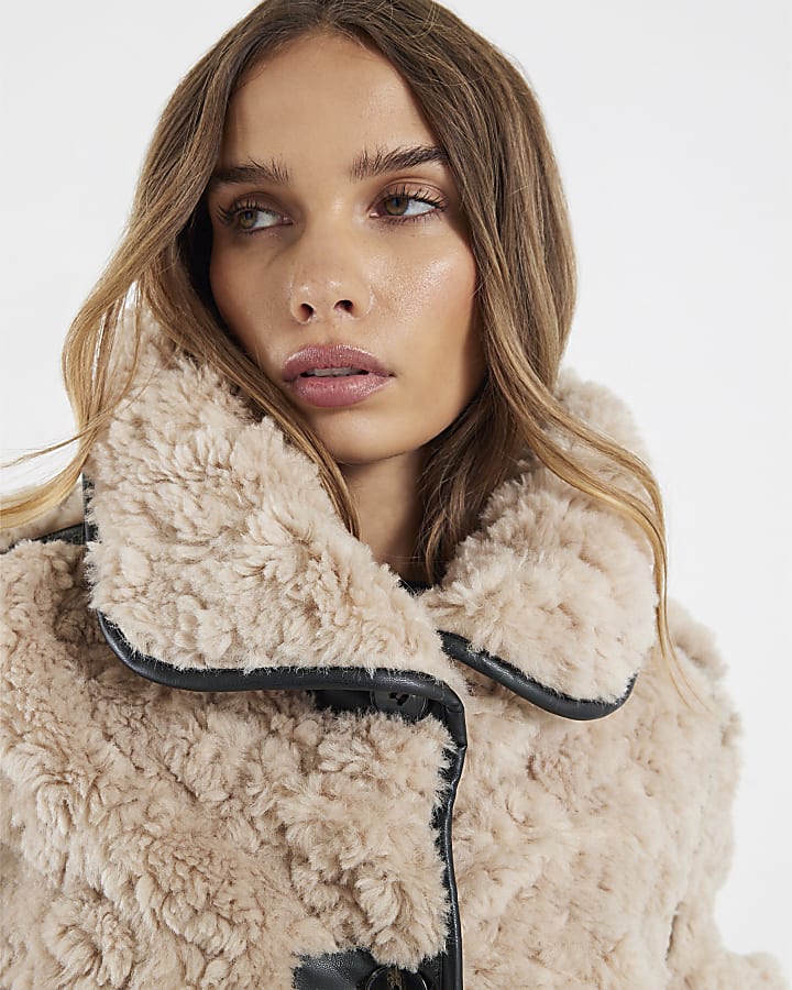 Cream Faux Fur Swing Coat