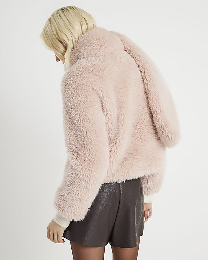 Pink Faux Fur Scarf Jacket