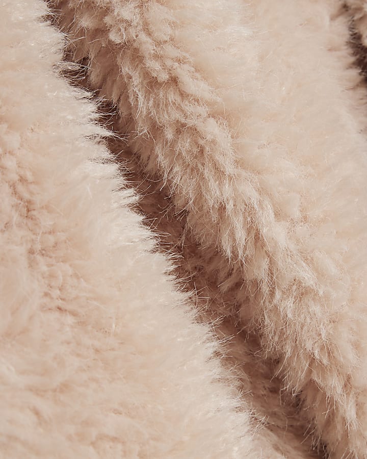 Pink Faux Fur Scarf Jacket
