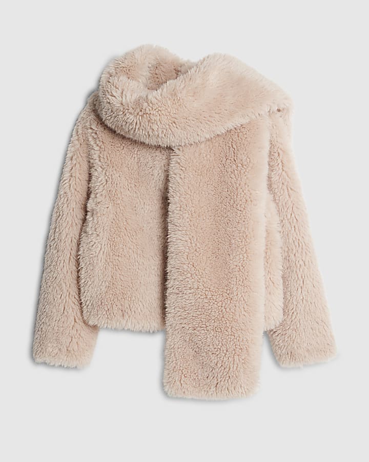 Pink Faux Fur Scarf Jacket