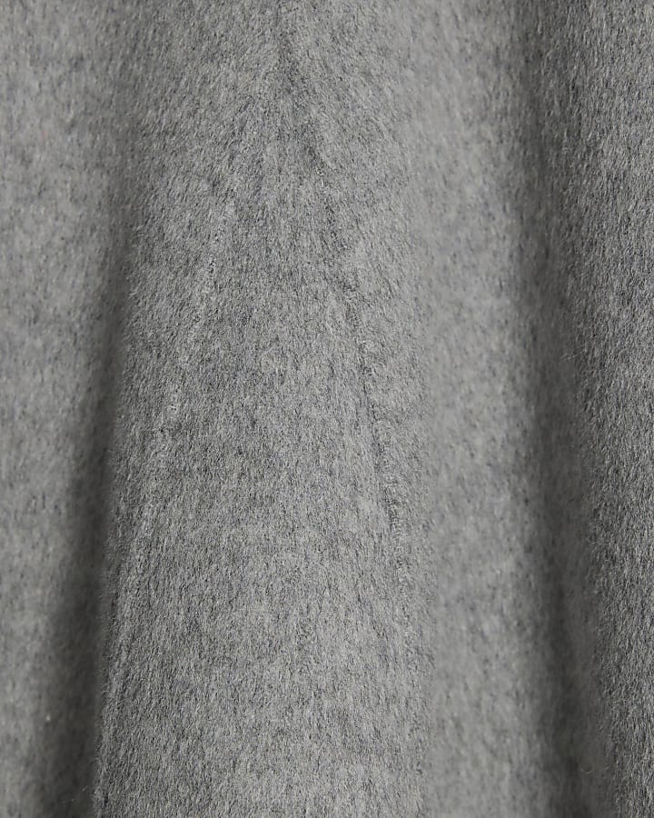 Grey Wool Blend Godet Skirt