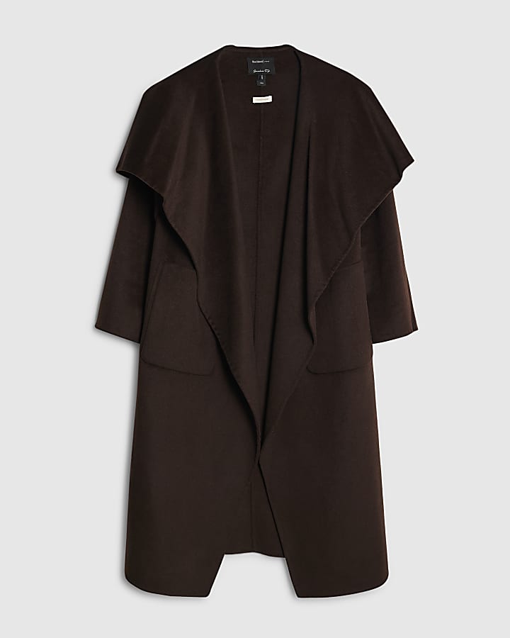 Brown Handmade Wool Blend Coat