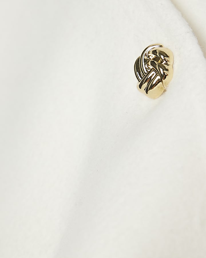 Cream Handmade Wool Blend Button Detail Top