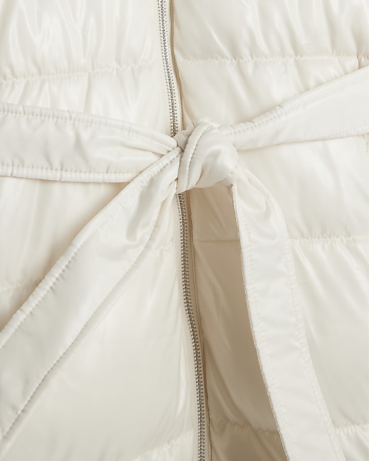 Cream Longline Faux Fur Hooded Coat