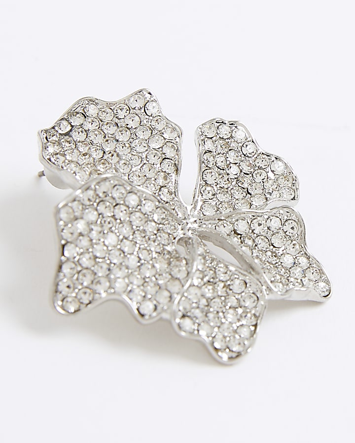 Silver Floral Stud Earrings