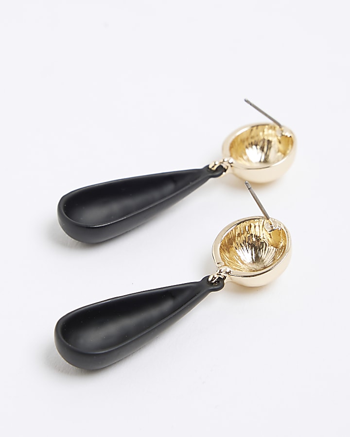 Black Stud Drop Earrings