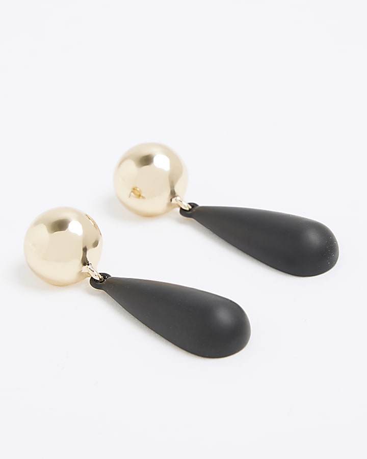 Black Stud Drop Earrings