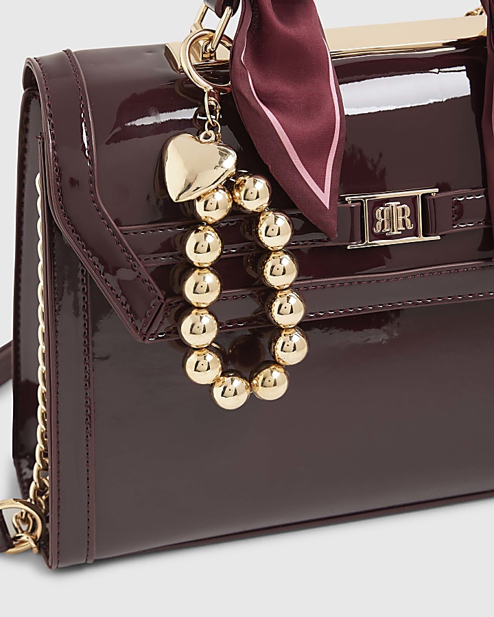 Gold ball chain heart bag charm