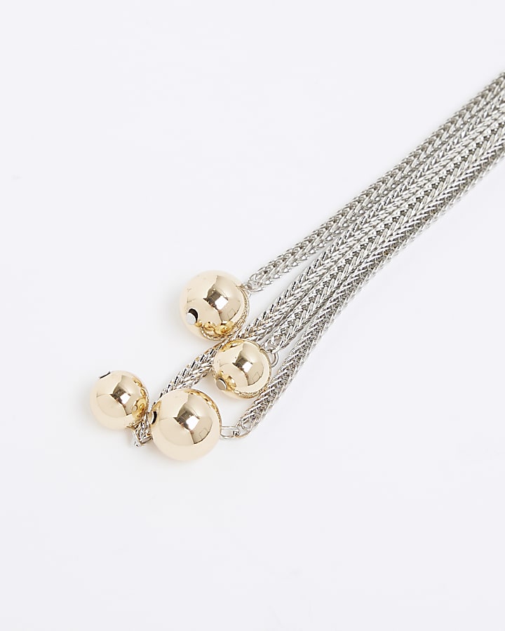 Mixed Metal Ball Lariat Necklace