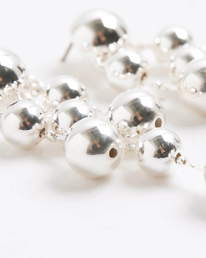Silver Cluster Ball Drop Earrings