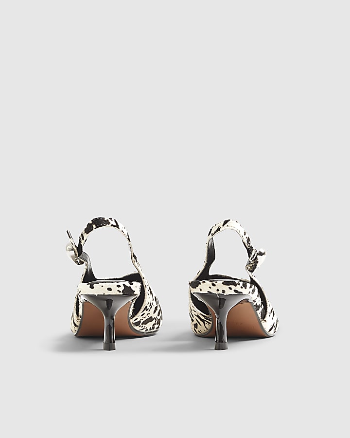 Brown Leather Cow Print Court Shoes