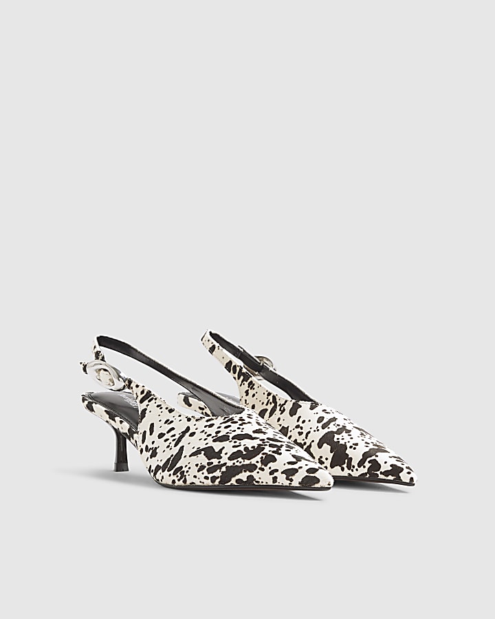 Brown Leather Cow Print Court Shoes