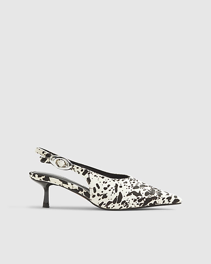 Brown Leather Cow Print Court Shoes