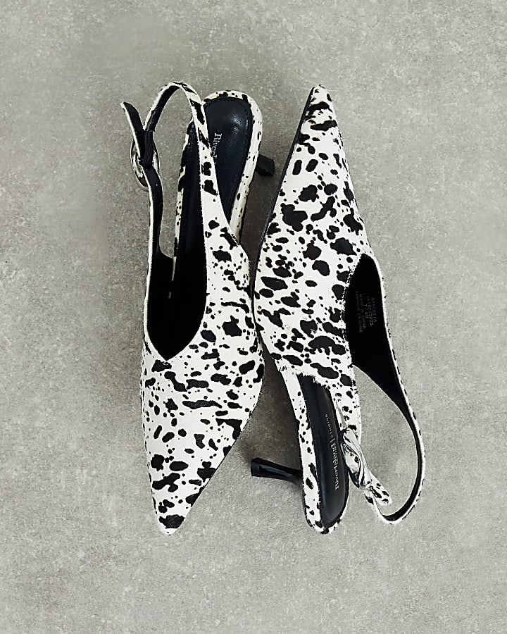 Brown Leather Cow Print Court Shoes