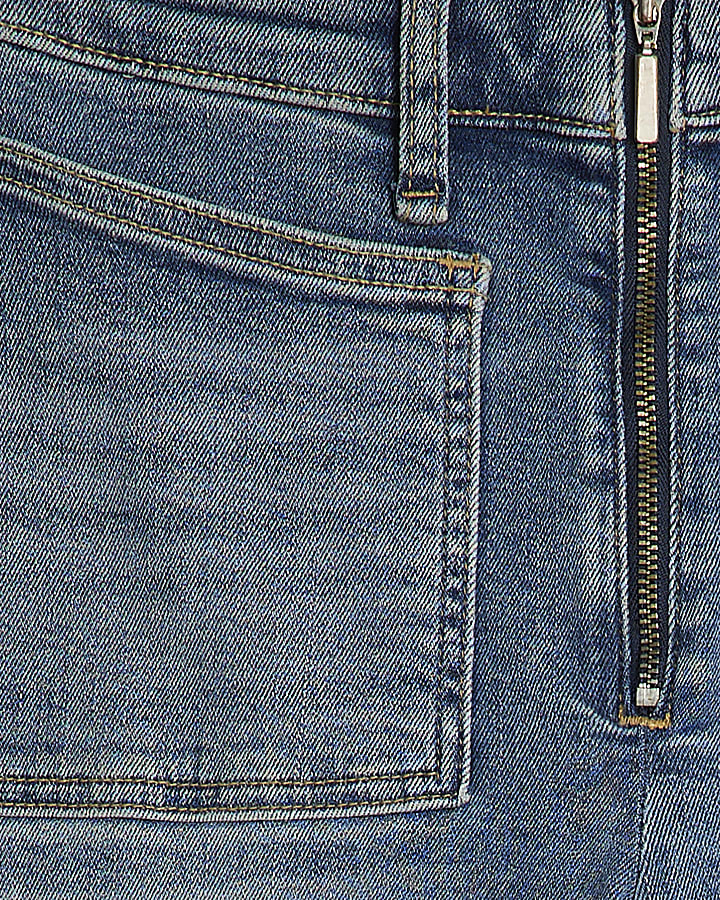 Blue High Rise Zip front Skinny Jeans