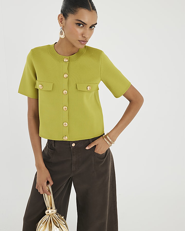 Green Military Pocket Detail T-shirt