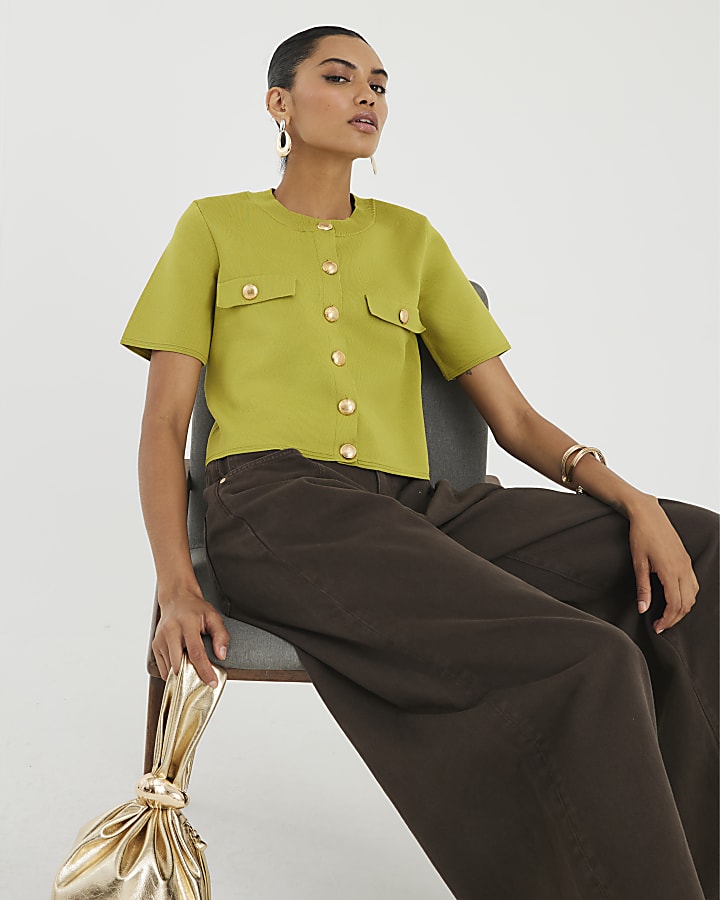 Green Military Pocket Detail T-shirt